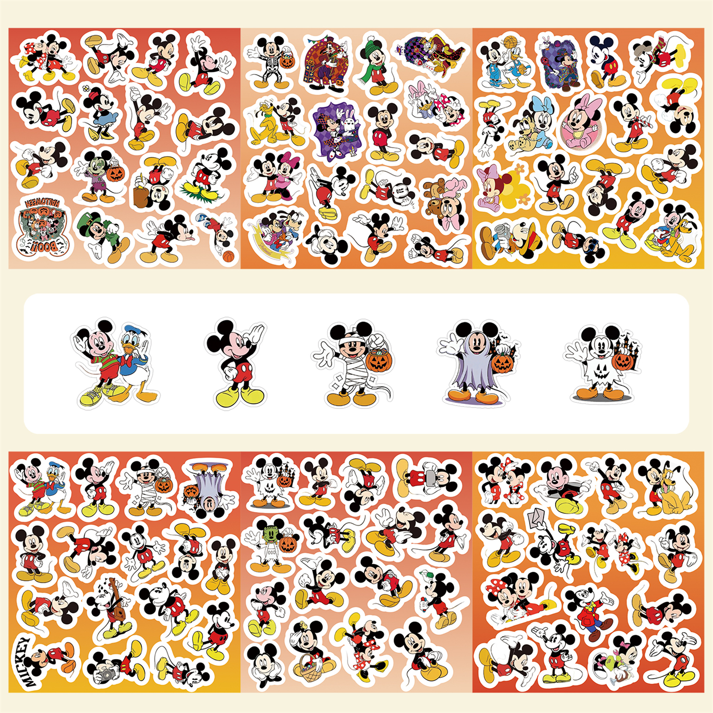 6大张半切DSN米老鼠米妮可爱卡通贴纸米奇妙妙屋益智早教贴画儿童玩具装饰水杯装扮房间墙面水杯平板DIY桌面