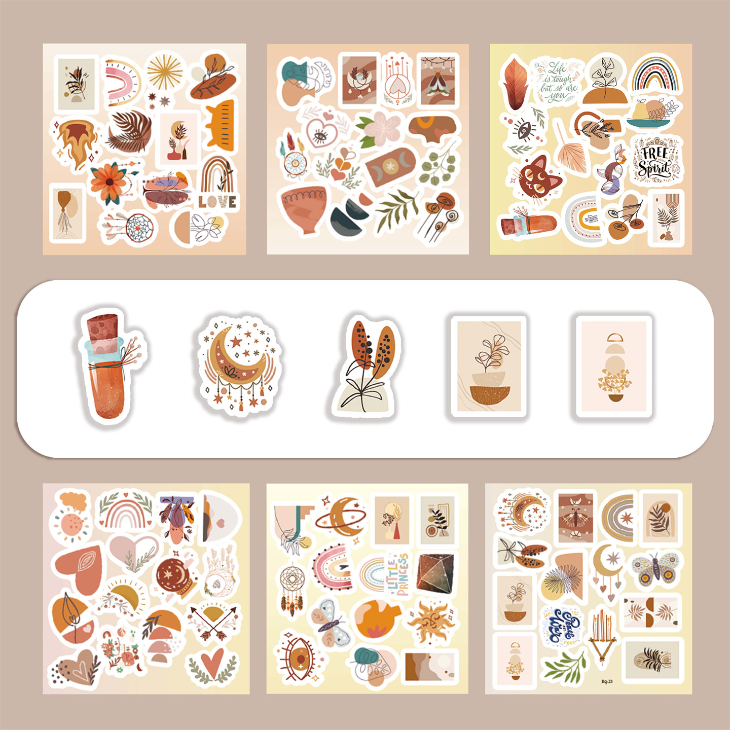 6张半切小清新简约百搭抽象唯美贴纸ins无异味装饰手机壳笔记本背景墙汽车水杯平板自行车DIY颜值高防水贴画,文具电教/文化用品/商务用品,贴纸/立体贴纸,淘宝优惠券,粉丝福利购,淘宝优惠卷