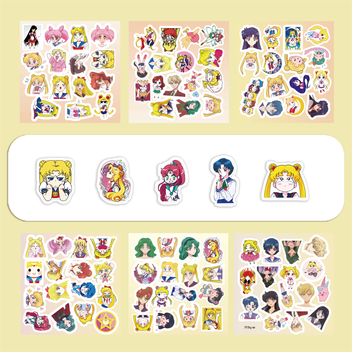 6张半切日漫美少女战士周边贴纸