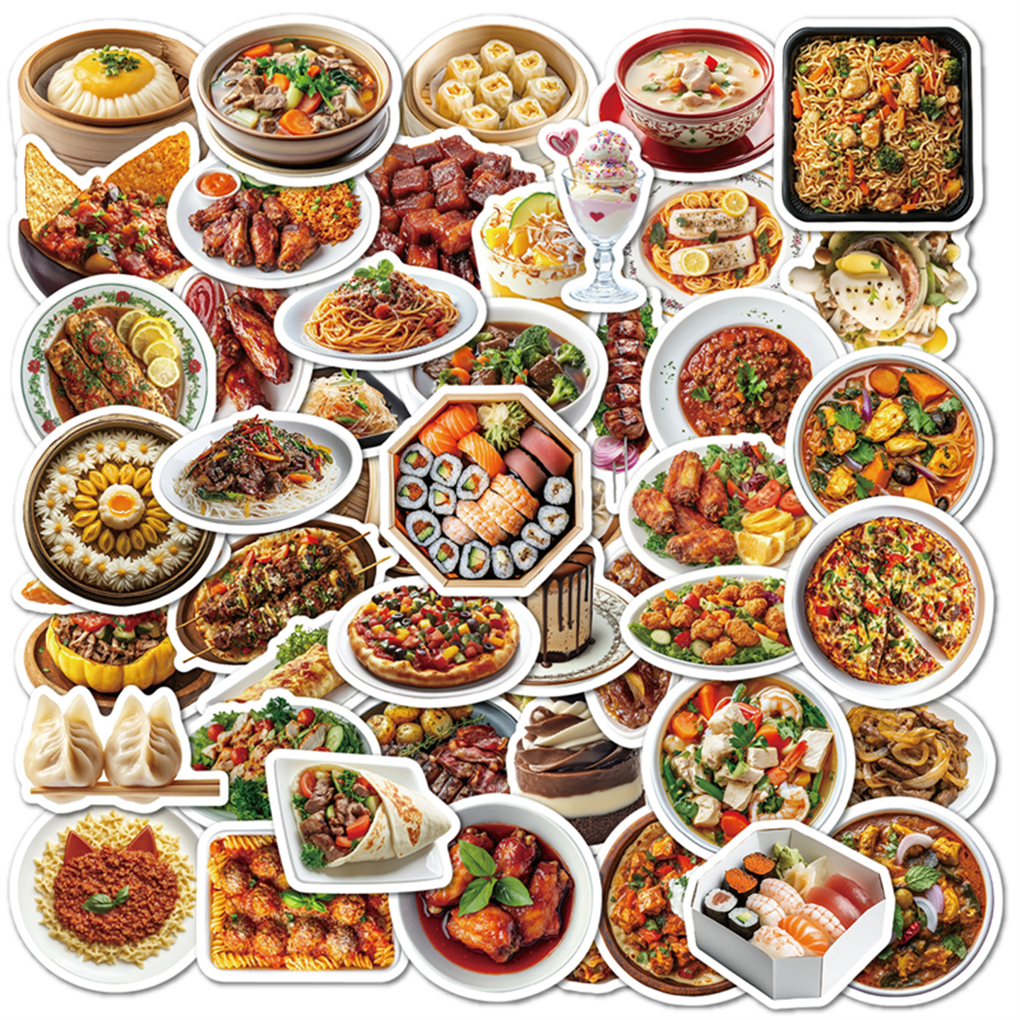 50张中式美食传统菜谱装饰贴纸