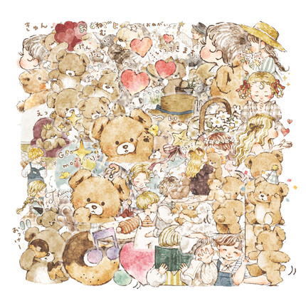 60张唯美小清新森系小熊女孩贴纸透明装饰笔记本头盔收纳柜手帐水杯电动车冰箱平板电脑吉他桌子DIY遮丑贴纸