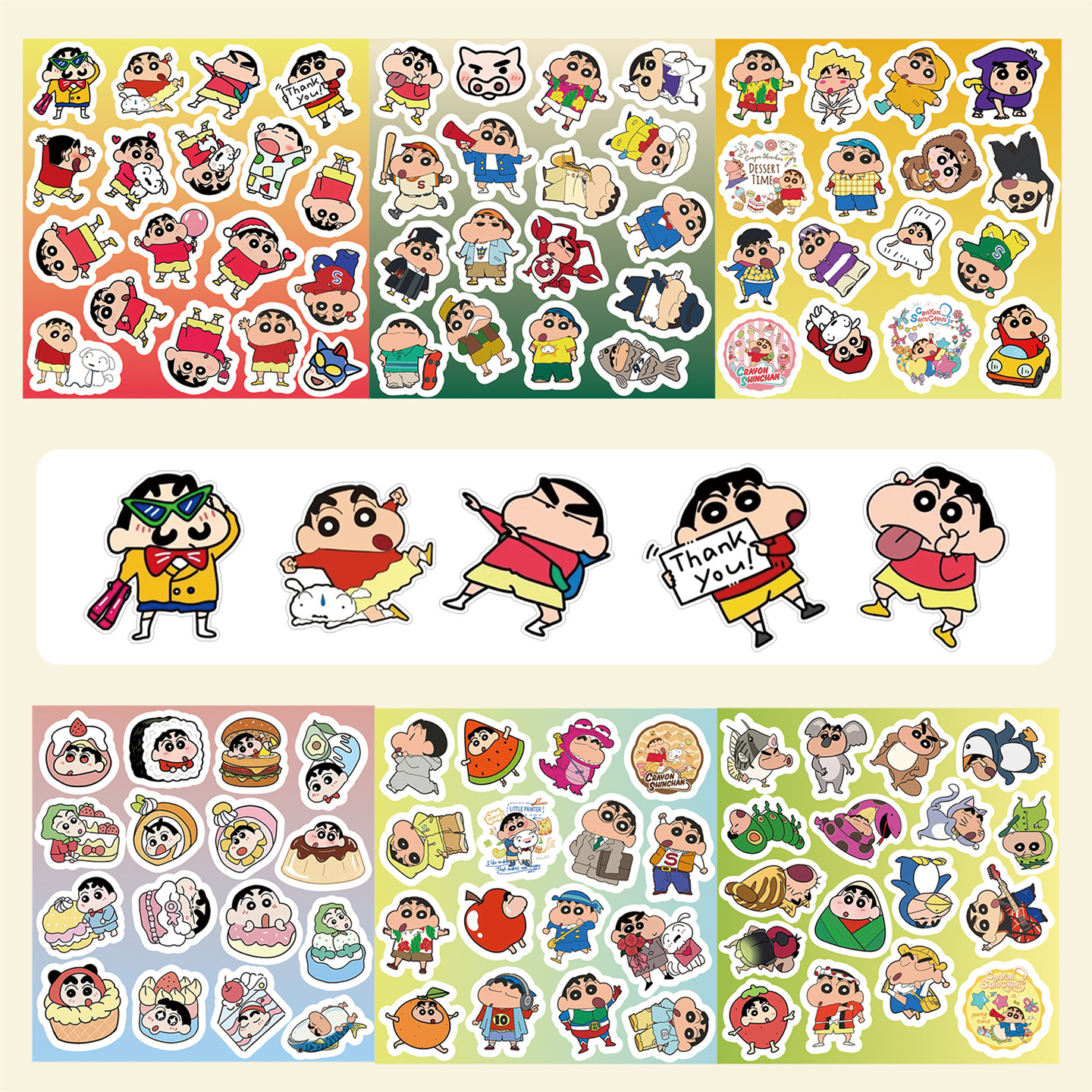 6大张半切日漫可爱蜡笔小新创意搞怪贴纸表情包DIY水杯车窗行李箱手机壳平板吉他自行车笔筒尾箱玩具装饰贴纸,文具电教/文化用品/商务用品,贴纸/立体贴纸,淘宝优惠券,粉丝福利购,淘宝优惠卷