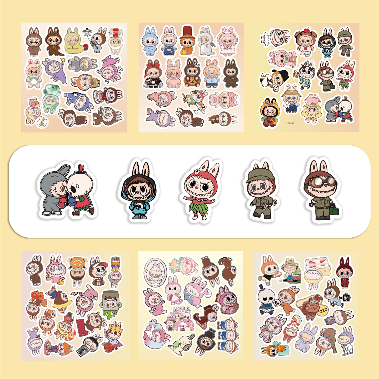 6张半切热卖网红拉布布公仔娃贴