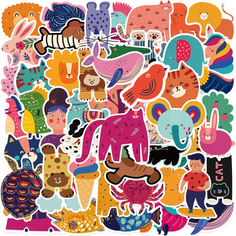 50张卡通多巴胺动物装饰贴纸