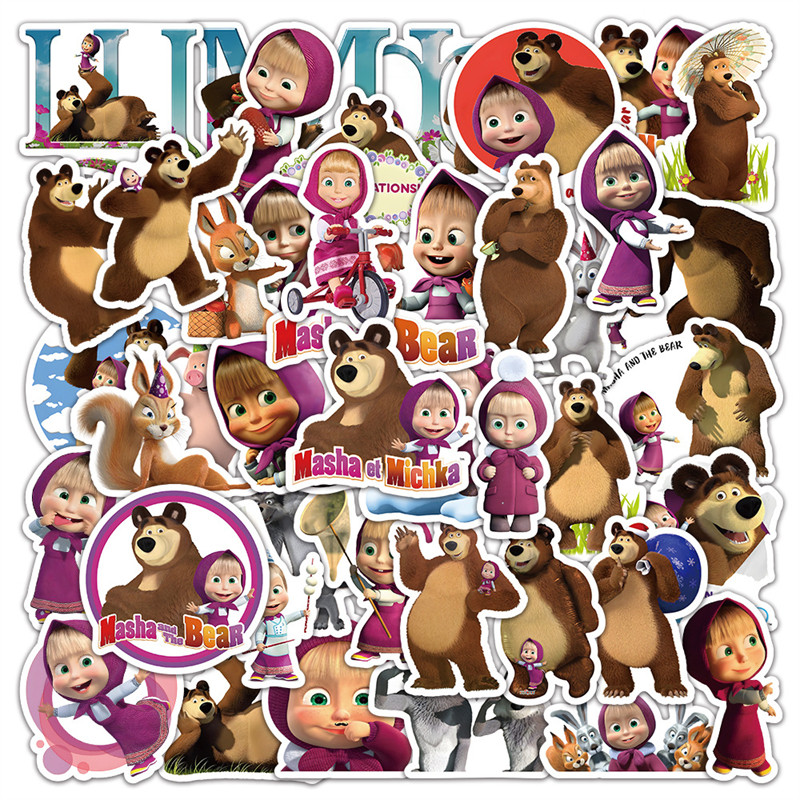 60张新款玛莎和熊涂鸦儿童早教益智贴纸装饰家具翻新笔记本头盔手账保温杯电动车iPad手机壳后背DIY防水贴纸,文具电教/文化用品/商务用品,贴纸/立体贴纸,淘宝优惠券,粉丝福利购,淘宝优惠卷