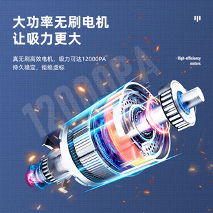 车用无线干湿充电手持家用吹吸一体车内大功率车载吸尘器