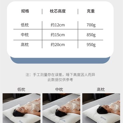 全棉枕头枕芯家用护颈椎助抗菌防螨学生宿舍睡眠酒店枕头一对单人