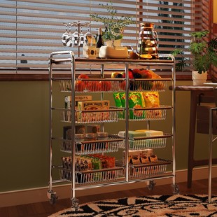 实木收纳柜储物柜落地餐边置物架多层美式实木边柜移动客厅置物柜