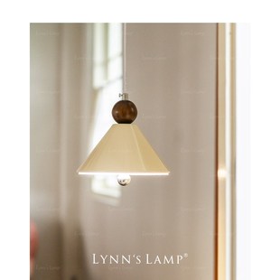 Lynns立意 法式奶油风床头吊灯 卧室过道玄关中古led护眼吊线灯