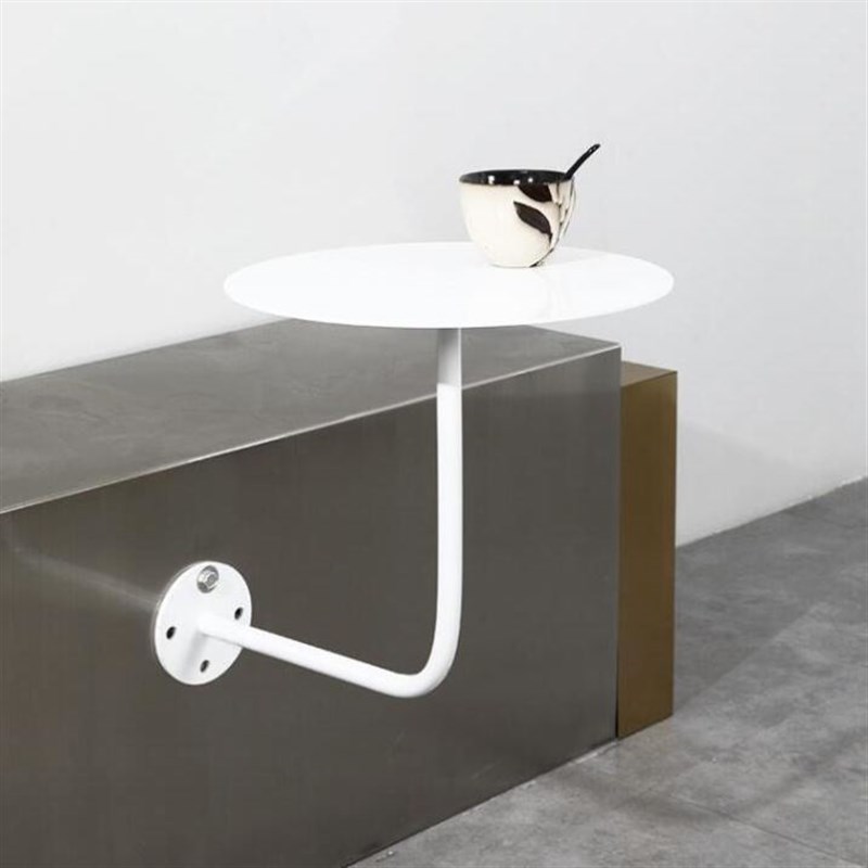 壁挂咖啡奶茶店小圆桌茶饮店烘焙店卡座壁装小桌蓝绿红灰银色餐桌