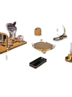 KTV摆台用品加厚不锈钢罗曼达悦荟款双边花果皮盅话筒架轻奢款