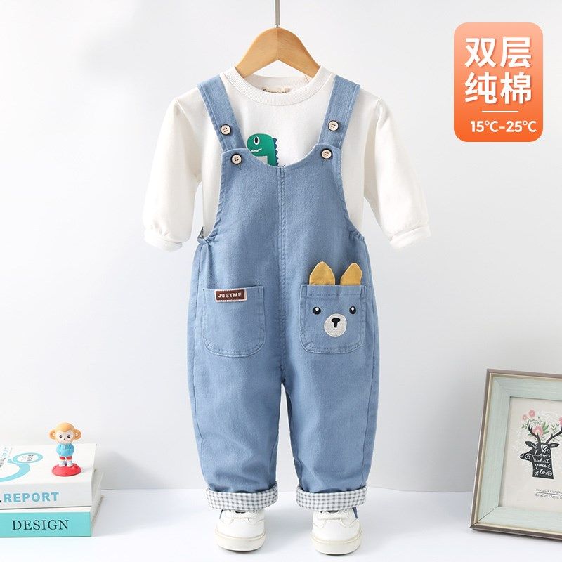 宝宝背带裤春秋纯棉双层男童秋装2024新款一岁儿童女连体婴儿裤子,童装/婴儿装/亲子装,裤子,淘宝优惠券,粉丝福利购,淘宝优惠卷