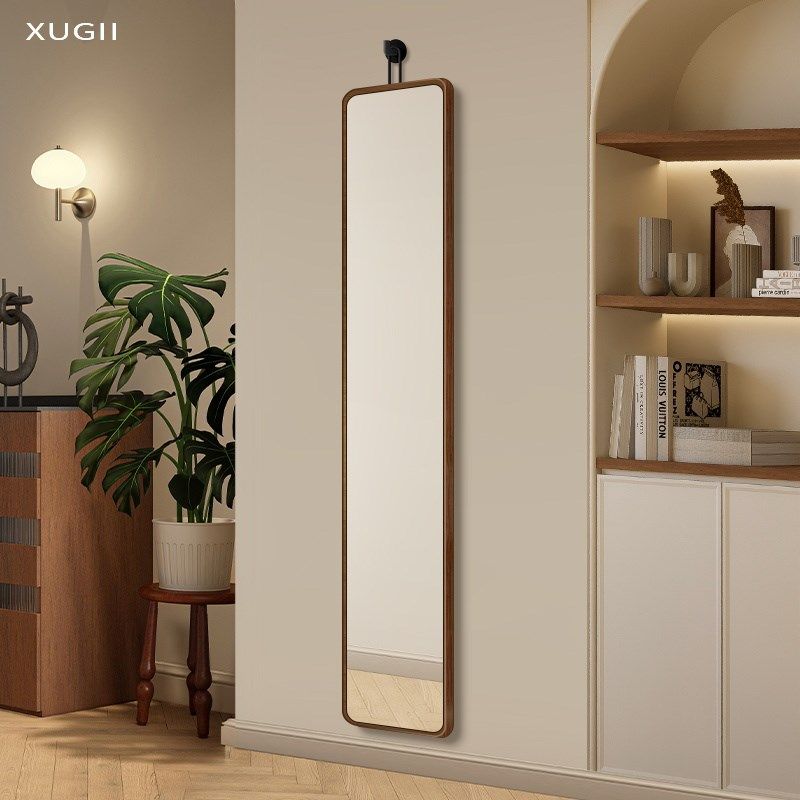 中古风小户型玄关超窄挂式镜子全身镜真实不变形极窄穿衣镜高级感,住宅家具,穿衣镜,淘宝优惠券,粉丝福利购,淘宝优惠卷