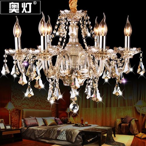 奥灯干邑色欧式蜡烛水晶吊灯客厅餐厅低户型楼层短灯体水晶灯1392