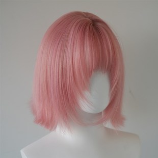 粉色假发全头套女短发cos外翻翘y2k浅色日常lolita女团JK彩齐肩发