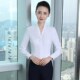空姐白色衬衫 制服OL百搭衬衣 南航空乘面试装 女长袖 v领工作服修身