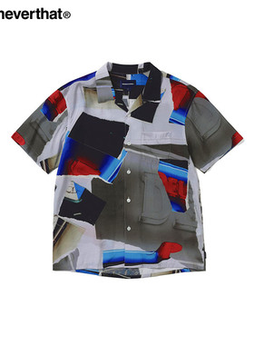 thisisneverthat® Torn Rayon S/S Shirt新款拼色印花短袖衬衫