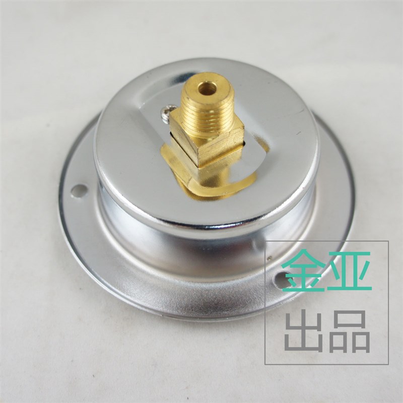 英文面板轴向带边压力表Y-60ZT -760-0mmHg/-0.1-0真空负压表1/4