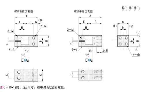 支柱固定夹方孔带螺纹垂直/带螺纹平行BMNQ NMNQ AMNQ BQMQ NQMQ