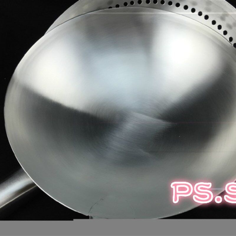 包邮加厚不锈钢木柄大漏勺菜壳大漏壳单柄小炒锅小鼎大漏厘汤汁壳