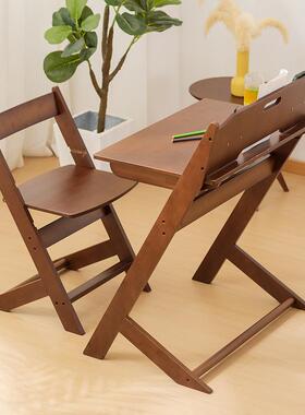 儿童学习4档调节带重力轮DVY实木饭椅宝宝吃餐桌升降条件背凳椅子