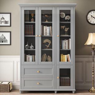 卡展DSZ诺芬式实木书柜美落地家用靠墙书橱示量柜组合书房大容储