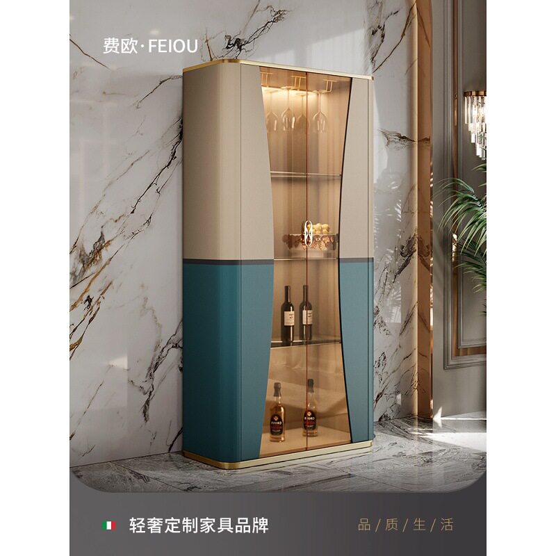 轻奢现代意大利玻璃酒柜餐厅壁柜