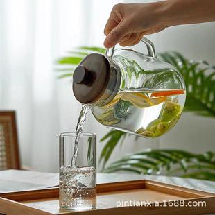 凉水壶壶耐热玻璃透明大容量冷水壶水壶煮茶电泡茶壶可23541陶炉
