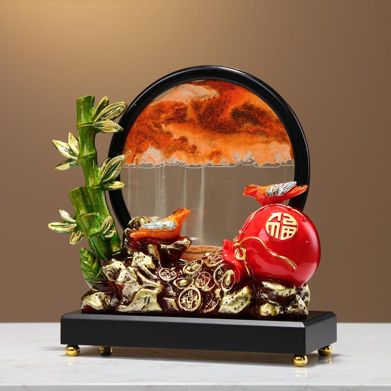 创意中式节节高升摆件高档玄关客厅流沙画装饰轻奢办公室艺术沙漏图片