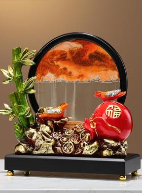 创意中式节节高升摆件高档玄关客厅流沙画装饰轻奢办公室艺术沙漏