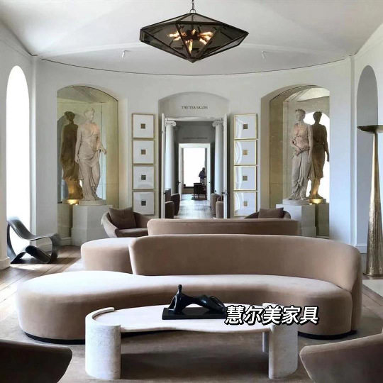 异形弧形布艺三人多人沙发客厅