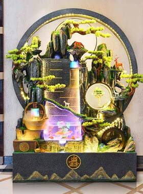 大型假流水喷泉山落地鱼循池庭院阳台环水室内外摆件关鱼EVF缸中
