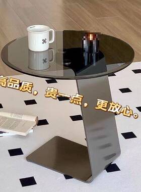 钢化玻璃茶几客厅沙发边几意轻奢现角代简约XOJ极简式圆桌创意几