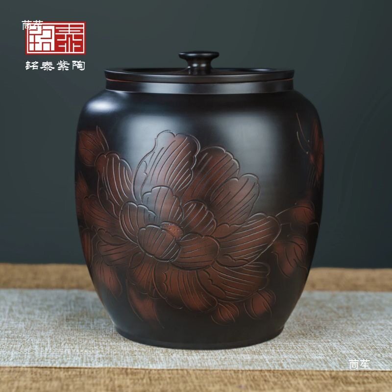 缸陶瓷家用密封带盖防潮防虫米箱大容量米桶五谷杂粮收纳聚财50无