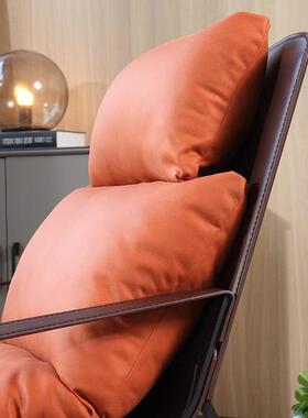 代约橙色软包单人沙382发椅客厅阳台框架现休闲椅简设计师款懒人