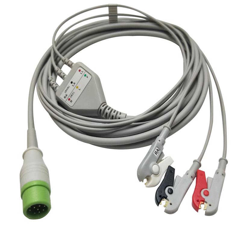 适用科曼监护仪8000E NC8 C50 C70 60 12针一体心电导联线连接线