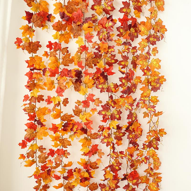仿真红枫叶藤条塑料花藤树叶子装饰藤蔓假花格栅吊顶植物管道缠绕
