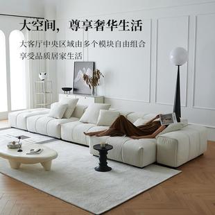 模块方块组合奶油风豆腐块新款 法兰丝云伴沙发像素轻奢风布艺法式