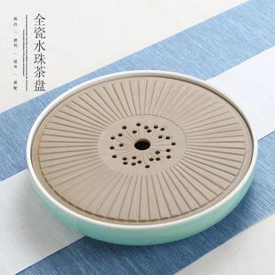 家用简约小茶盘功夫茶具套装 日式 托盘圆形大小号茶海粗陶干泡茶台