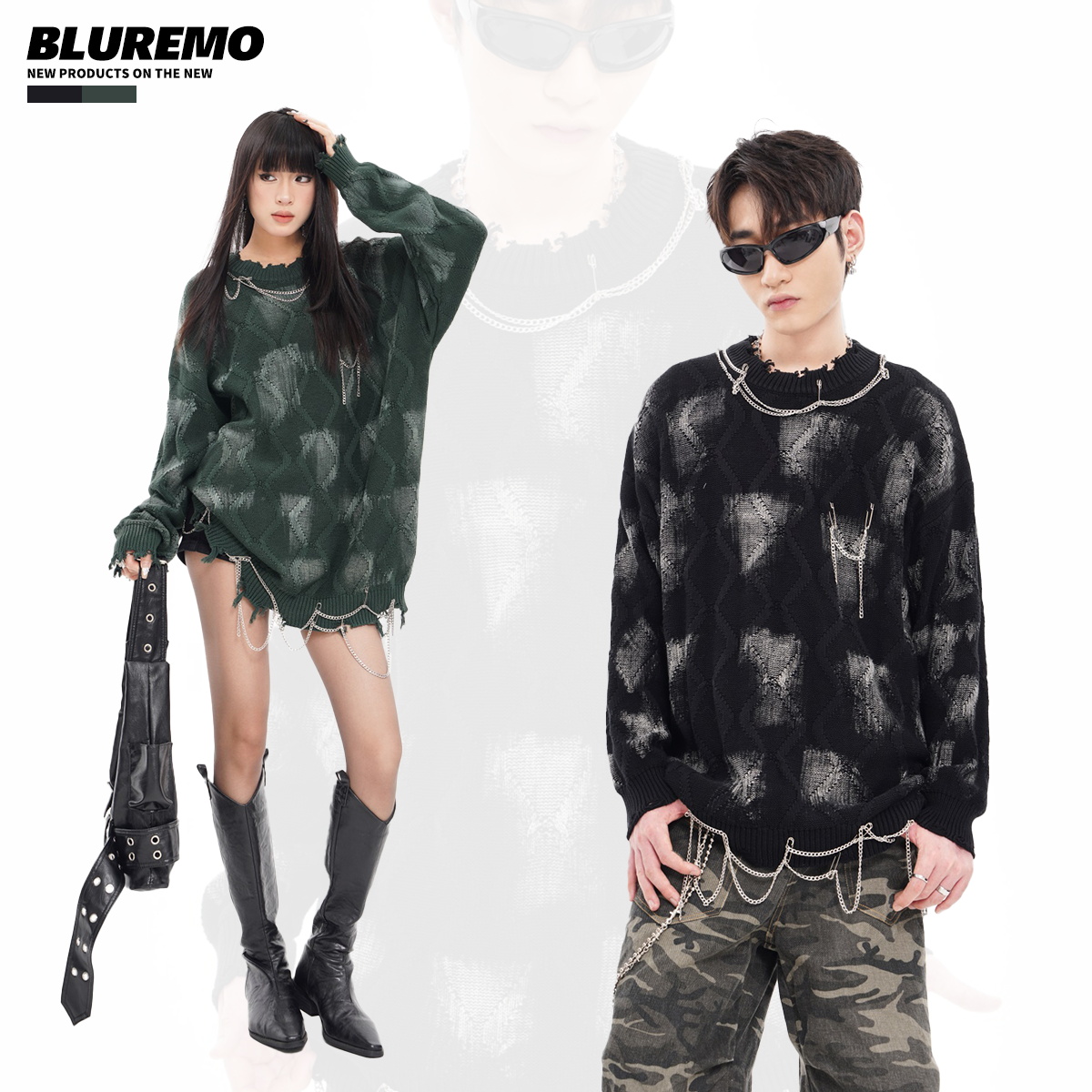 不规则刷马骝毛衣BLUREMO套头