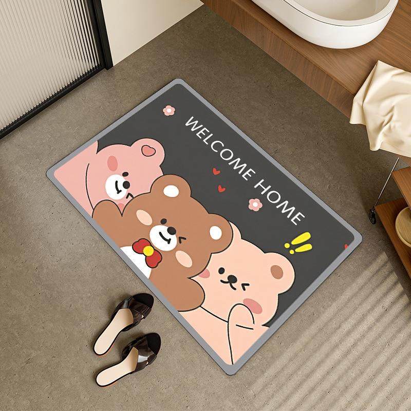 地垫入户门垫硅藻泥浴室卫生间门口防滑垫耐脏吸水速干家用卡通