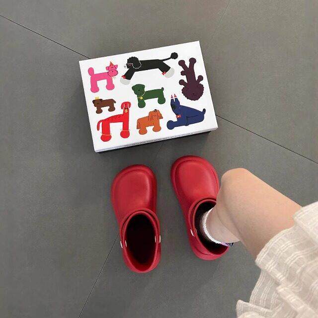 红色雨靴女款雨鞋韩国水鞋靴子防水下雨天穿徒步防滑中长筒厚底