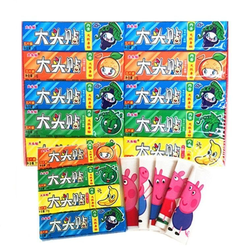 大头贴口香糖泡泡糖内赠纹身贴纸怀旧儿童混合水果味网红零食糖果