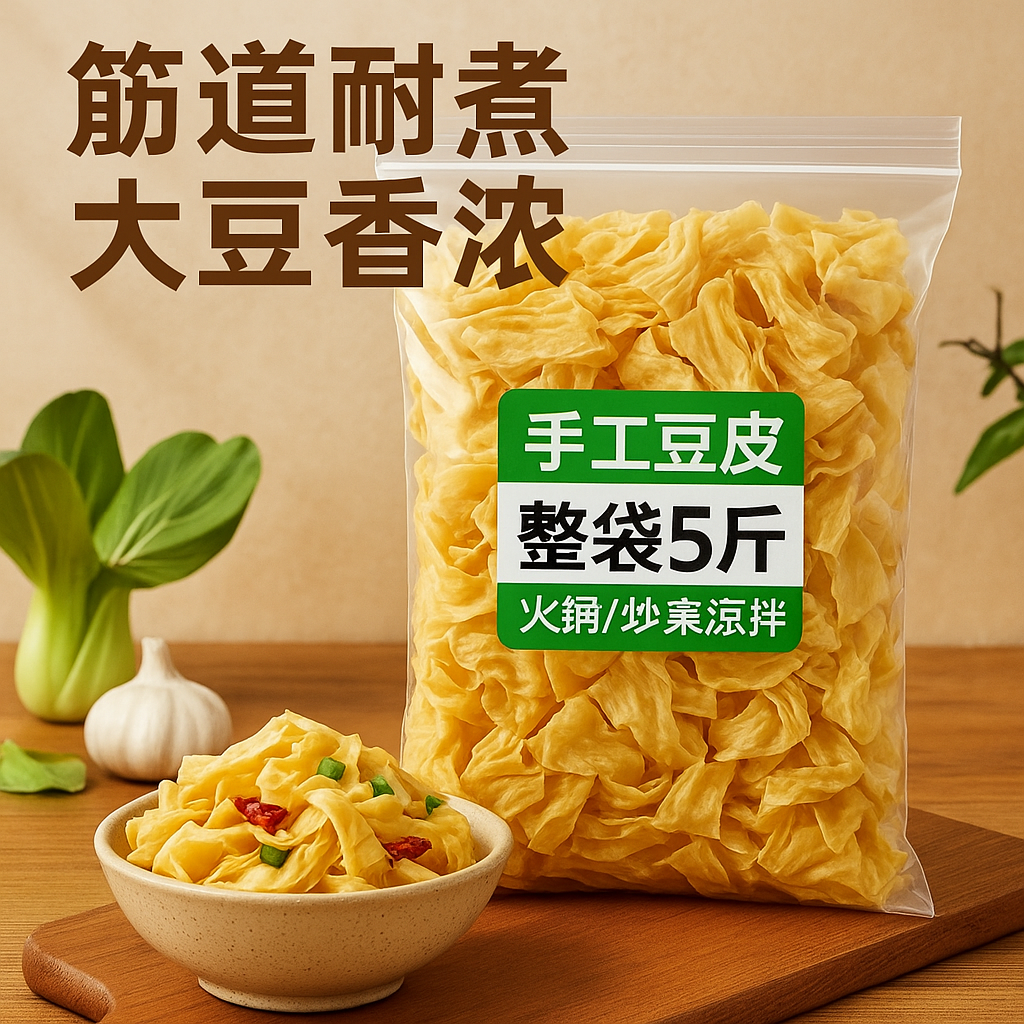 东北豆腐皮5斤干豆皮丝干货油豆皮腐竹油皮人造肉蛋白肉豆制品