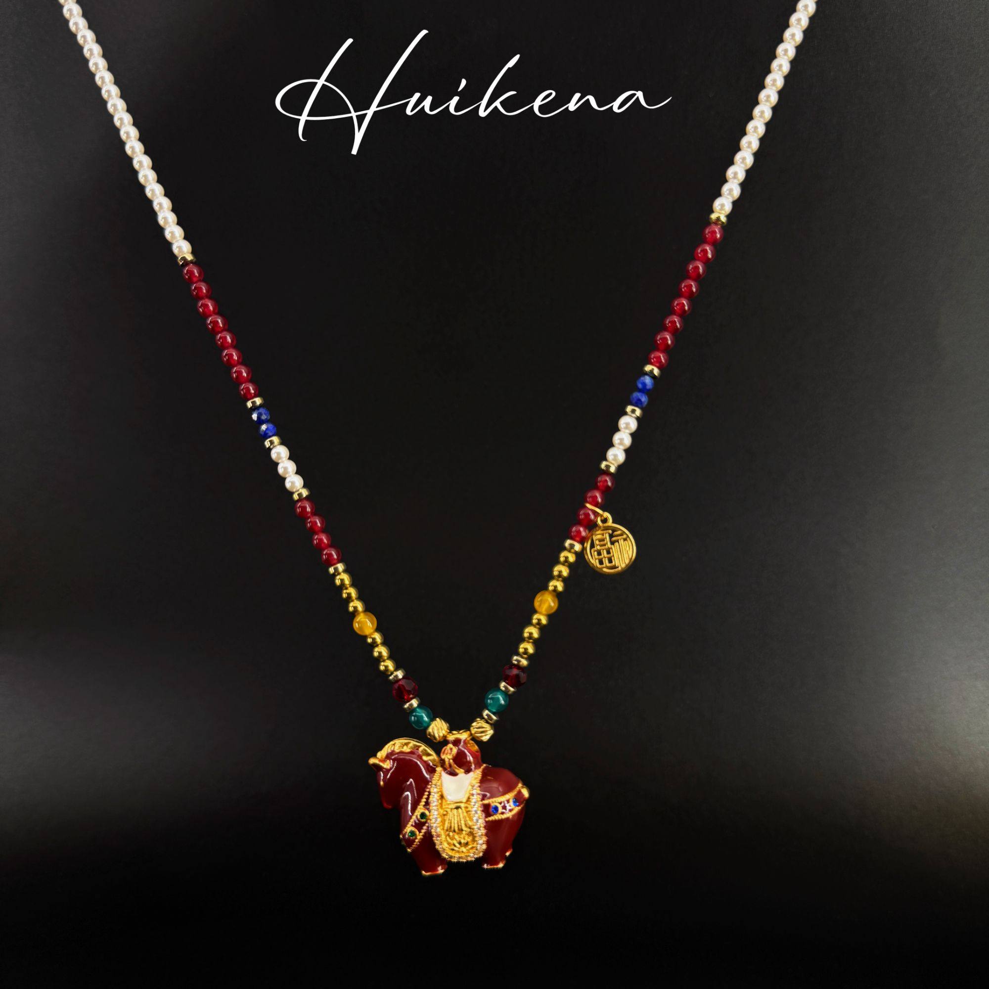 HUIKENA【唐马有福】原创秋冬彩色滴油珐琅唐马小众NA147,饰品/流行首饰/时尚饰品新,项链,淘宝优惠券,粉丝福利购,淘宝优惠卷