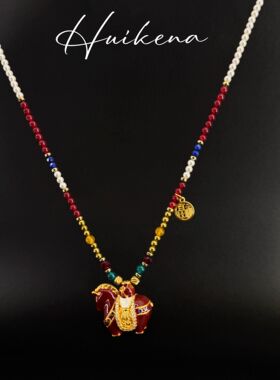 HUIKENA【唐马小福】原创秋冬彩色滴油珐琅唐马小众NA147