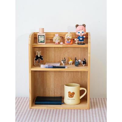 工位书架办公桌面实木置物架书桌多层收纳架桌上小型台面迷你木架