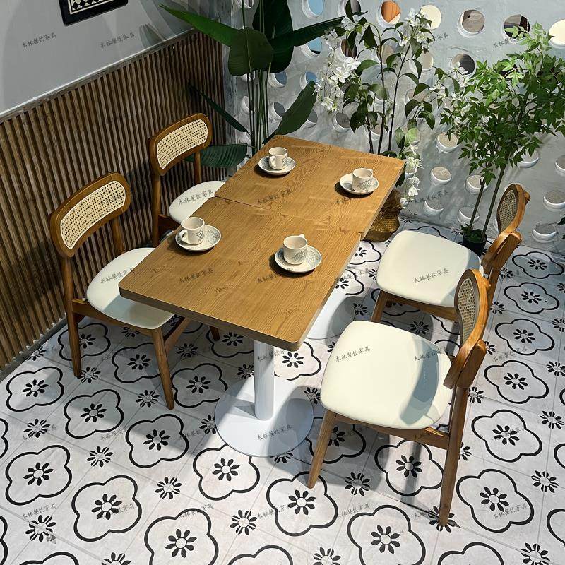 现代简约咖啡厅桌椅组合网红小吃甜品奶茶店桌椅西餐厅餐桌椅商用