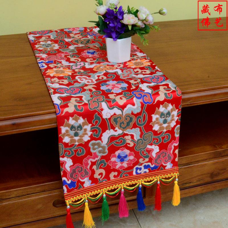 藏式桌旗床旗民族风居家客栈装饰餐桌茶几电视柜佛桌布置长条桌布