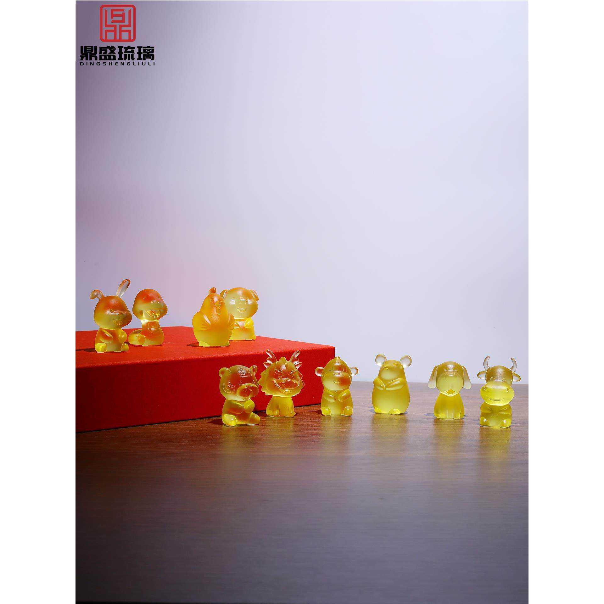 非遗古法琉璃十二生肖龙马牛兔蛇摆件吉祥物可爱客厅桌面生日礼物